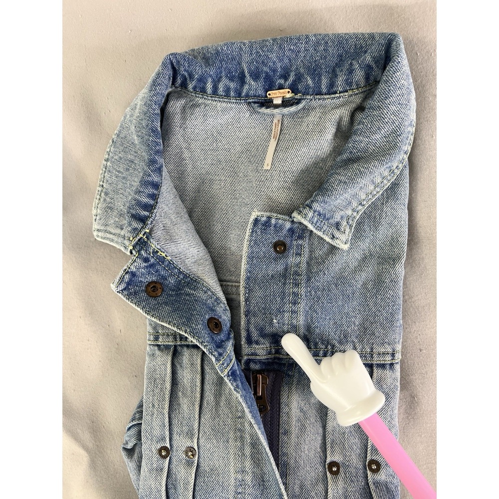 Free People Women's Dillon Denim Jacket‎ Jasmine Wash Blue Size Small - Picture 15 of 16